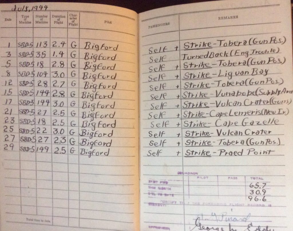 Pinard's flight logs.