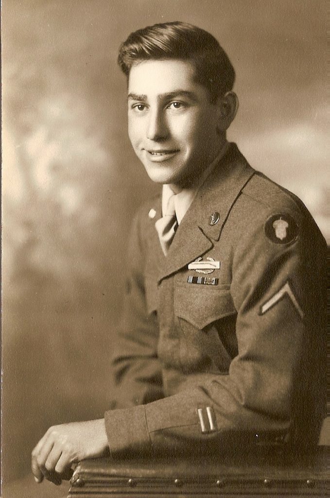 Private George J. Pelletier, gunner with the Acorn patch.