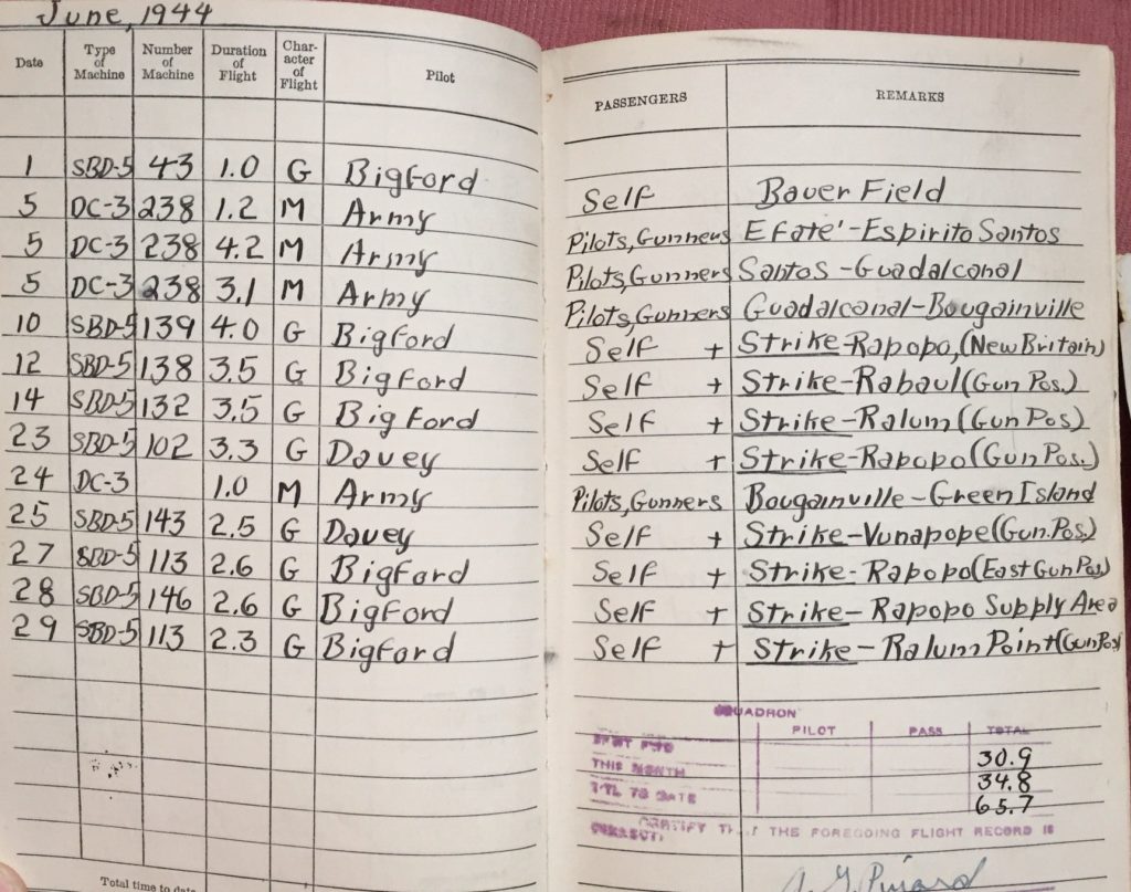 Pinard's flight logs.